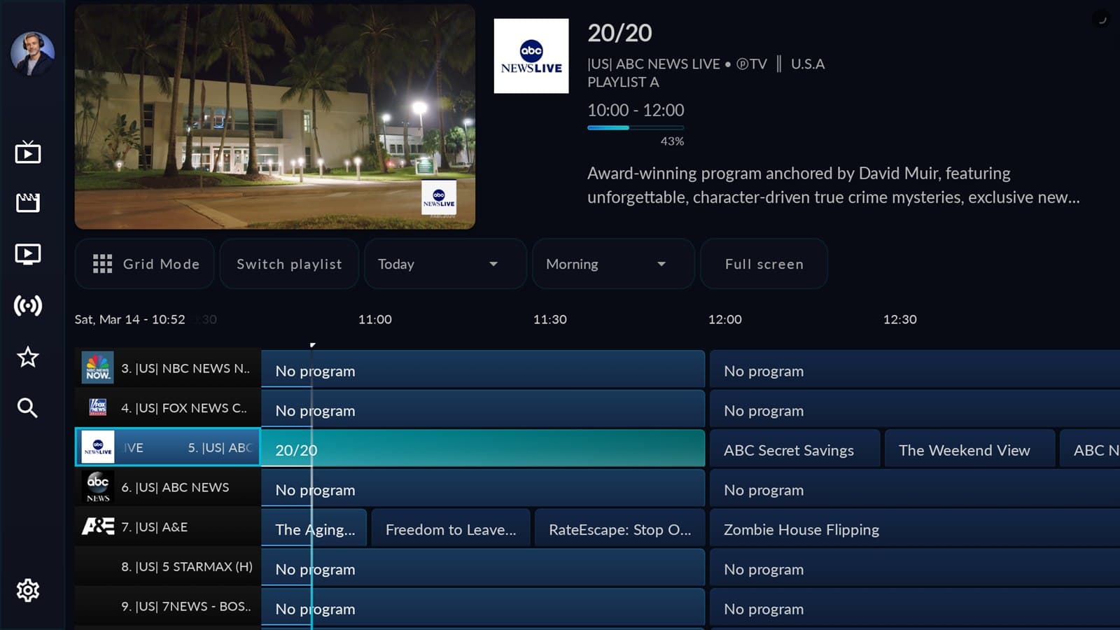 Wave IPTV epg list view
